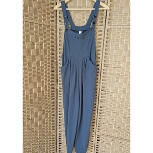 Halara Blue Gray Pleated Front Jogger Overalls Jumpsuit Bib Womens L Minimalist